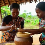 가나 전통 요리 종류 및 특징 - **Prompt 1: Traditional Fufu Preparation in a Ghanaian Village**
    "A vibrant and detailed image o...