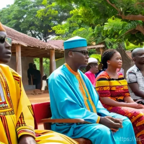 가나의 법률 시스템과 경찰 신뢰도 - **Prompt 1: Blending Tradition and Modernity in Ghanaian Justice**
    "A wide, illustrative shot ca...